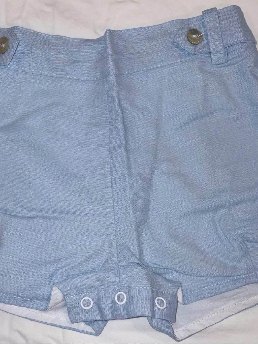 The Oaks Apparel Co Joseph Blue Linen Short Set fully lined sz 12 months NWT